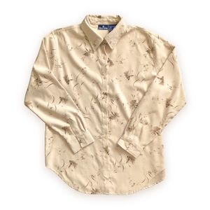 Vintage Beige Floral Button Down Blouse Size L